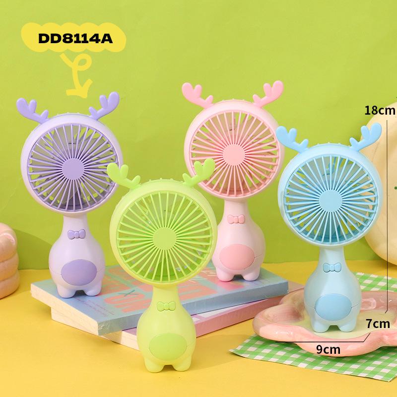 

Cartoon Animal USB Rechargeable Portable Fan with Light Color Note