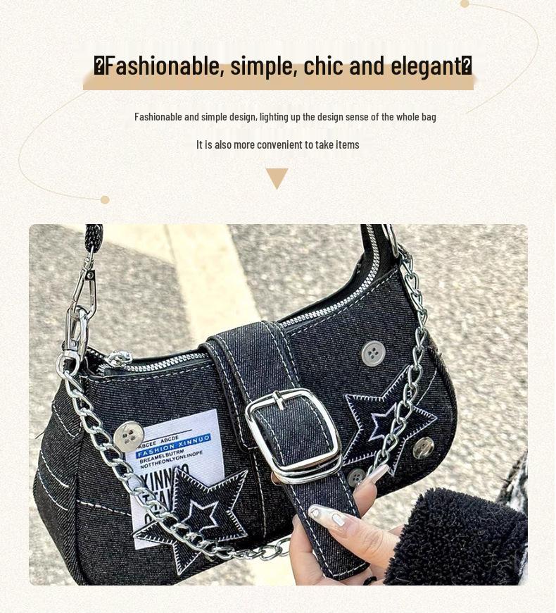 2025 Y2K Spicy Girl Star Chain Canvas Shoulder Bag