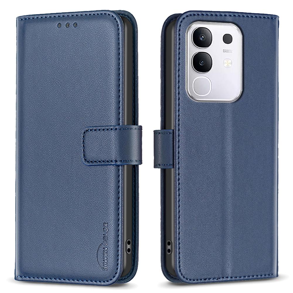 

BINFEN COLOR BF17 For vivo Y29 4G Case Wallet Folio Flip Leather Cover Blue