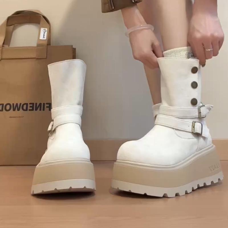 Vintage College Suede Thick-soled Women's Fashion Boots Autumn and Winter Fashion Japanese Skirt Fairy Style Short Boots Tide