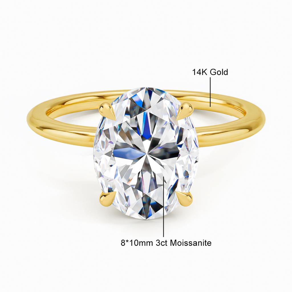 Au585 Pear Cut Moissanite Ring 3CT D VVS1 for Women 100% 14K Gold Egg Shaped Diamond for Wedding Band Classic Jewelry