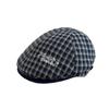 Autumn and winter retro plaid embroidery letter forward hat female Maillard face small British short brim newsboy painter hat