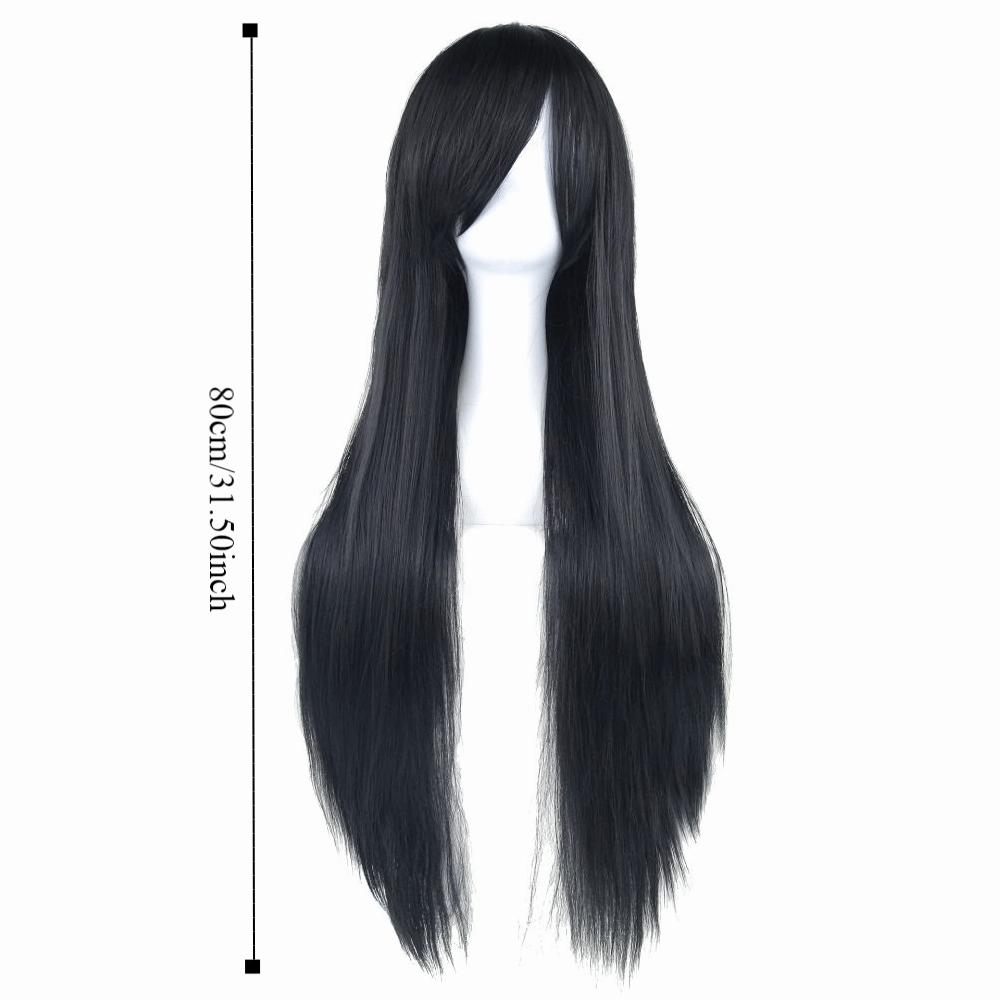 Heat Resistance Long Synthetic Hair 80cm Anime Straight Hairpiece Halloween Cosplay Wigs  Costume