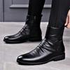 Men's British Style Chelsea Boots: Genuine Leather, Pointed Toe, Short Tube, Zipper, Autumn/Winter.