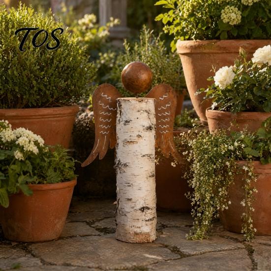 Artistic Yard Decor for Garden Rusty Vintage Angel Wings Wall Decor, Metal Winged Ornament Sculpture, Weatherproof Outdoor Decorative Backyard