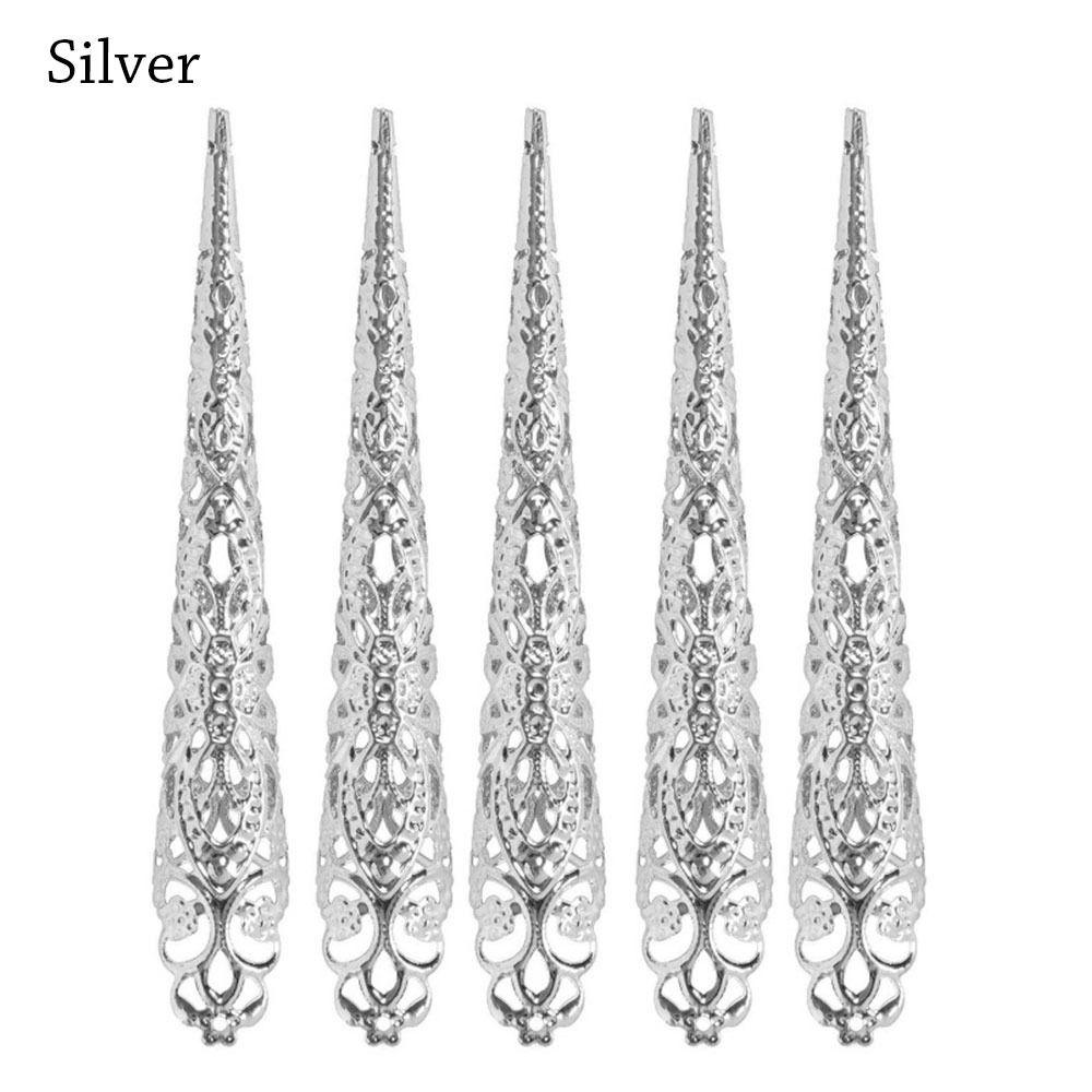 5Pcs Indian Thai Dance Belly Dance Golden Finger Jewelry Dance Prop Dance False Nail False Nail