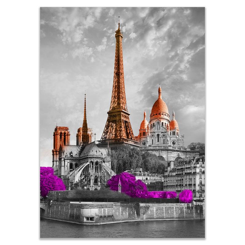 

Европейский городской церковный пейзаж холст картина Эйфелева башня в Париже постер и принты настенные художественные картины для домашнего декора комнаты 70x100cm No Framed