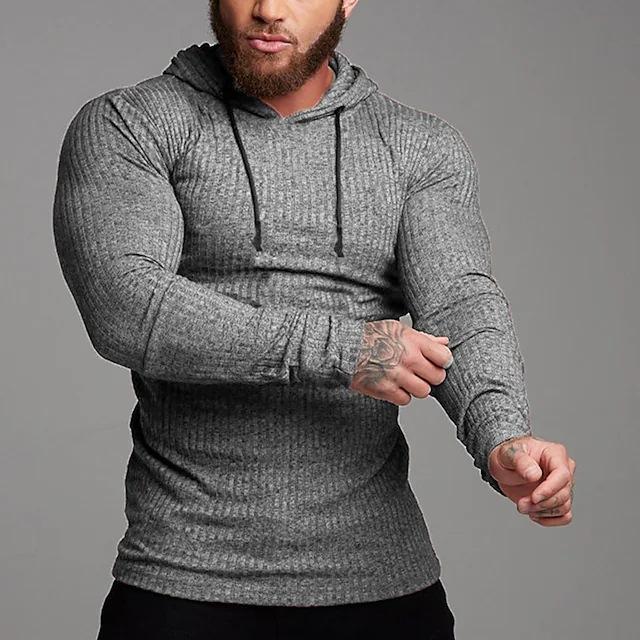 Men's Winter Hooded Fitness Pullover Large Size Casual Long Sleeve Basketball Running Long Sleeve