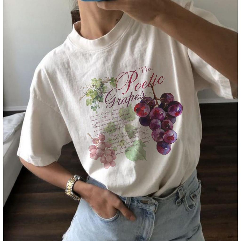 Summer European and American New Fashion Fruit Printing Casual Loose Round Neck Versatile Women's Cotton T-shirt Casual Wear