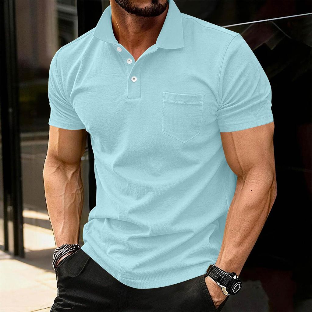 Men's Fashion Shirts Short Sleeve Casual Cotton Golf Shirts Moisture Wicking Shirt With Pocket