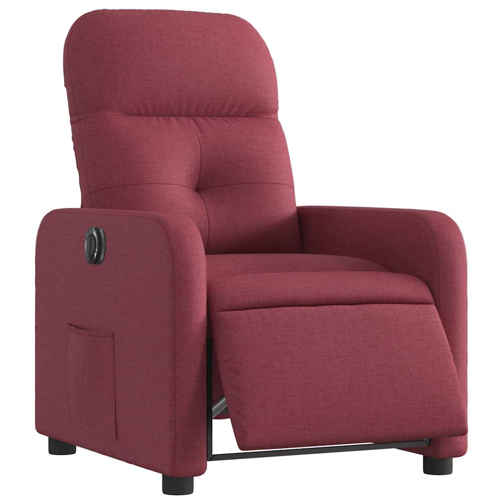 Electric Recliner Chair Wine Red Fabric