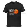Eat Sleep Basketball Repeat Funny Player Team Sport Tshirt Plain Personalized T Shirts Cotton Unisex T Shirt Normal