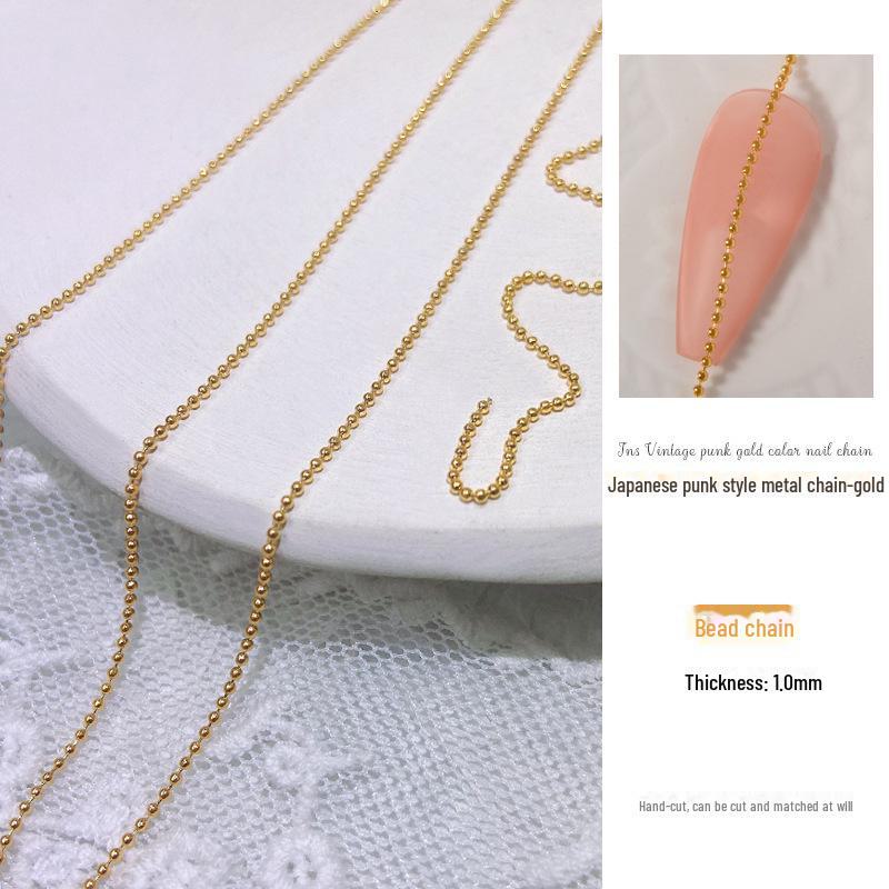 

1м стальная шариковая цепочка для золотого и серебряного нейл-арта с бриллиантами