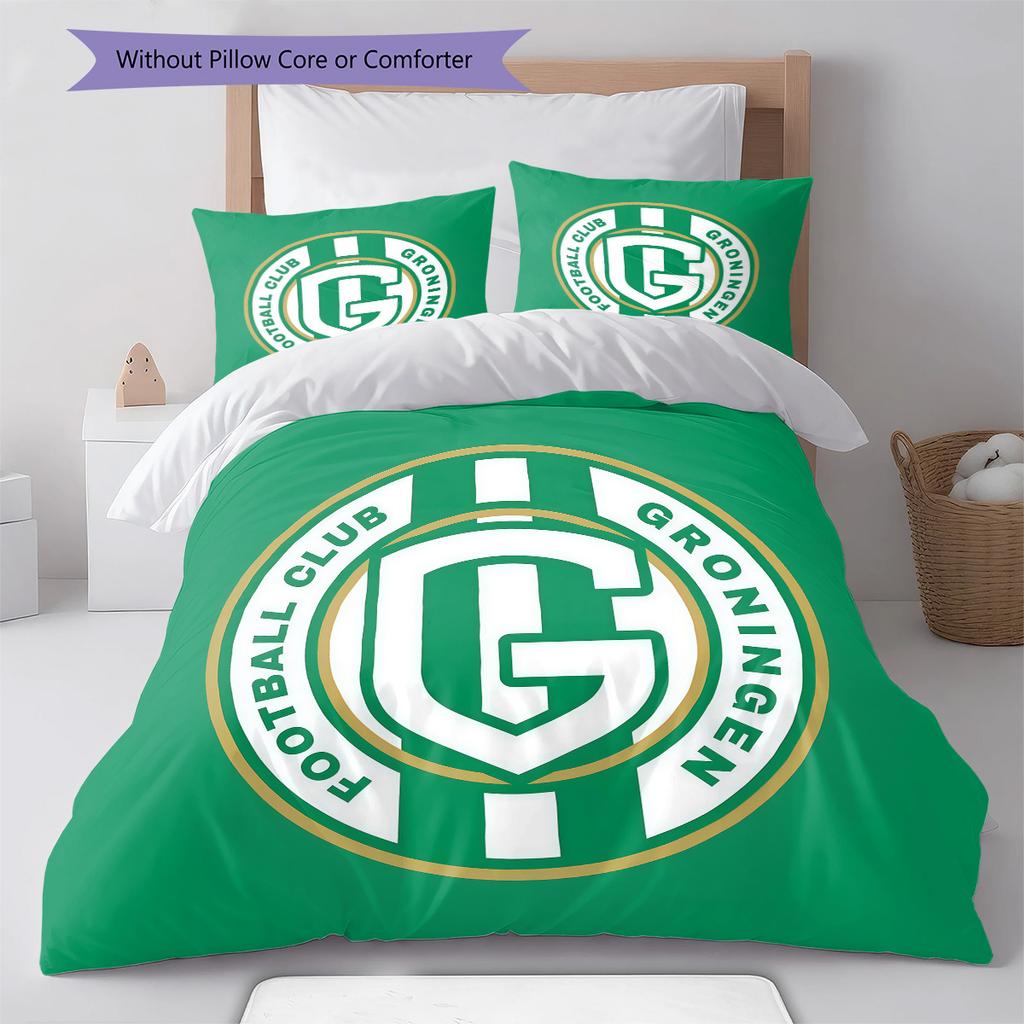 FC Groningen Pattern Bedding Quilt Set Quilt Cover Pillowcase Home Decoration Birthday Gift (1 * Duvet Cover + 2 * Pillowcase, Without Core)