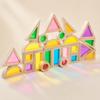 24 Pieces Translucent Rubberwood Construction Blocks with Acrylic Panels Solid