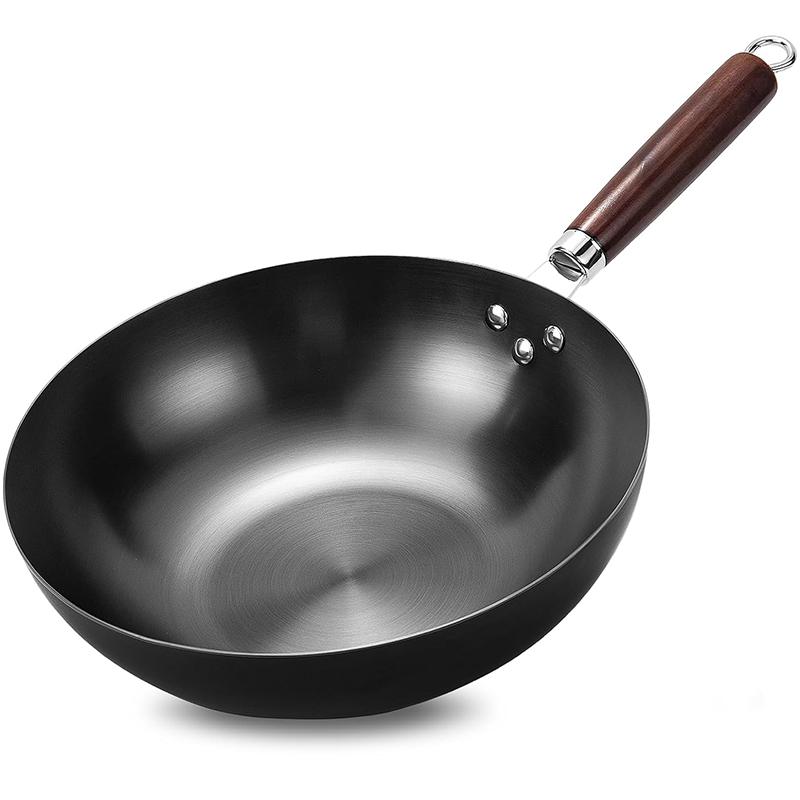 Flat Bottom Wok Pan 32cm Skillet Iron Stir Fry Pans Non-stick Cooking Pan for Electric Induction Cooktops Woks 32cm