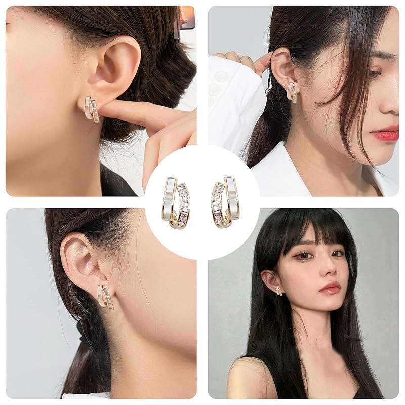 Coollooda earrings hoop earrings ladies ring earrings gold stud earrings simple accessories earrings binaural set earrings anniversary Popularity