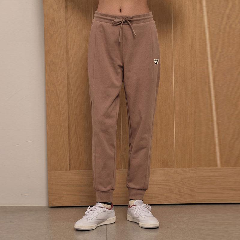 Reebok Solid Color Drawstring Knit Sports Pants Women bottoms Red-Brown 23FRC606WGR1