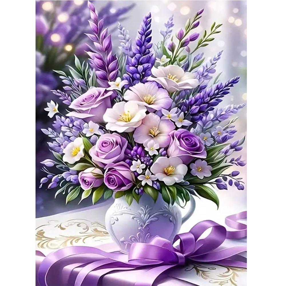 5D Diamond Painting, Peony Flower Sticker Diamond Cross Stitch Decorative Painting