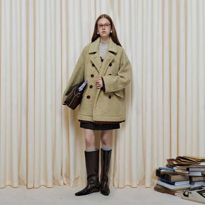 

GREEN BELT Women s Double-Breasted Wool Blend Coat M