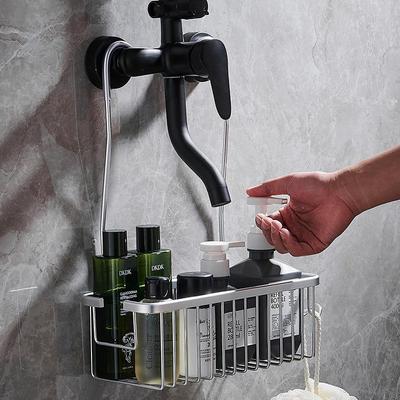 No-Drill Shower Head Holder and Storage Basket for Bathroom Essentials