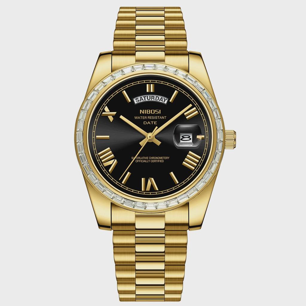 NIBOSI Fashion Men Watches Top Brand Luxury Wristwatch Day Date Miyota Quartz Watch Men Waterproof Clock