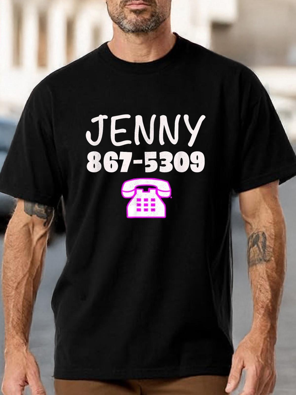 

T Shirt Short-Sleeve Jenny Call Me 867-5309 Funny Vintage Phone Pattern T- 5XL різнокольоровий