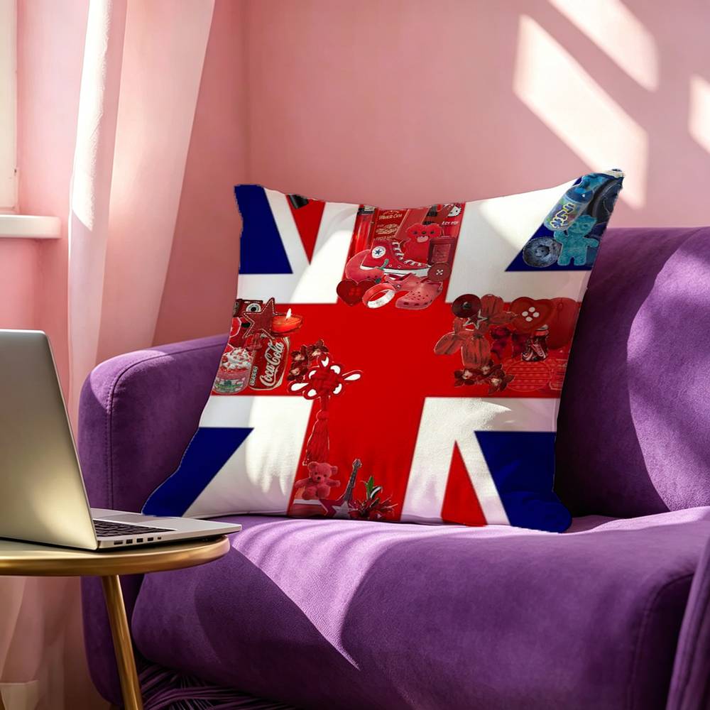 British National Flag Culture Pillow Case Square DoubleSided Sofa Cushion Cover Bedroom Bedside Pillow