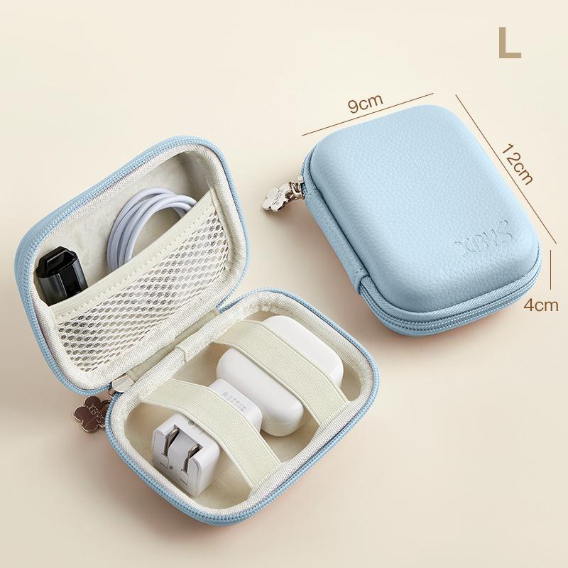 Headphone Bag Data Cable Storage Bag Suitable For Data Cable Charger Finishing Bag Leather Hard Case