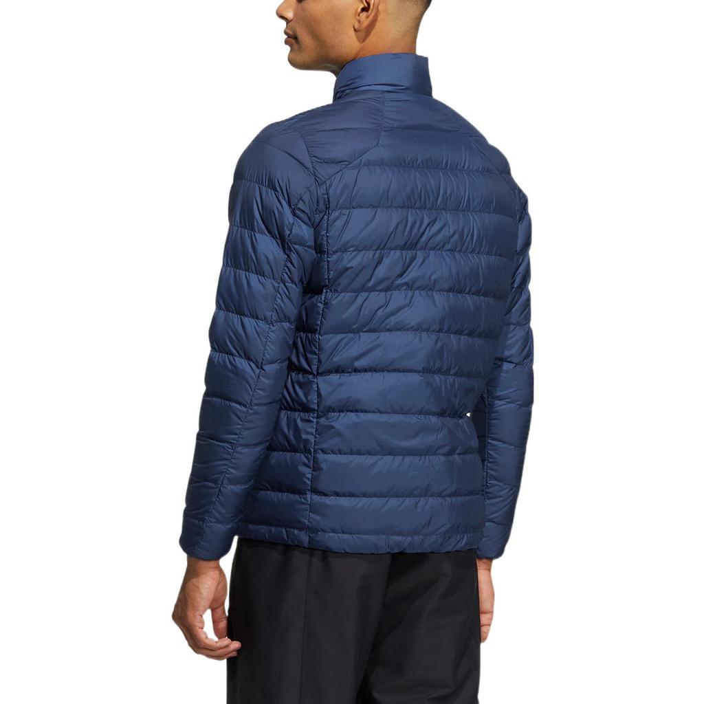 Adidas Solid Color Logo Print Zipper Collar Down Jacket Men Outerwear Blue HG5769