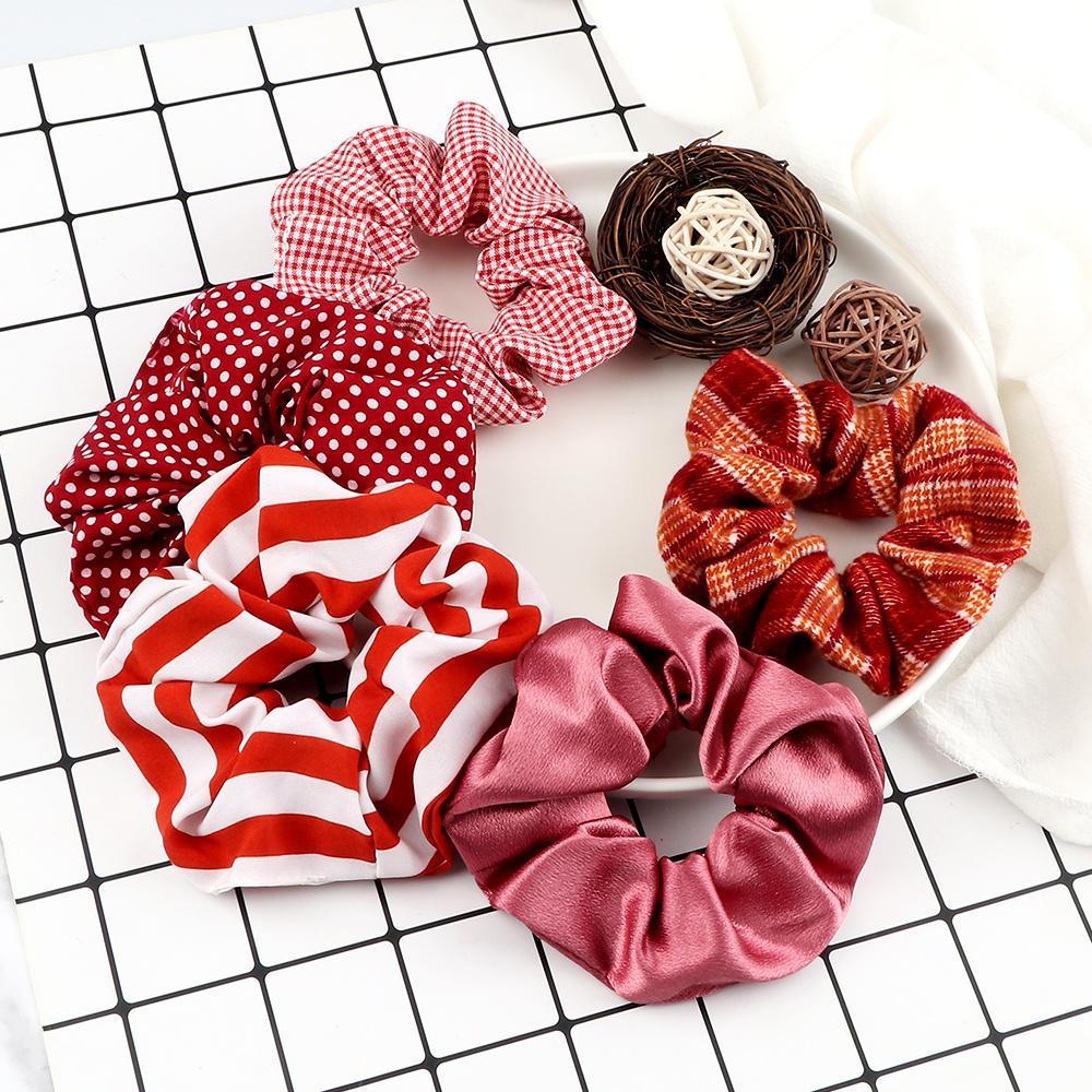 5PCS/Set Korean Fashion Hair Bands Elastic Dots Satin Silk Scrunchie for Women Girls Hair Accessories Hair Ties Holder