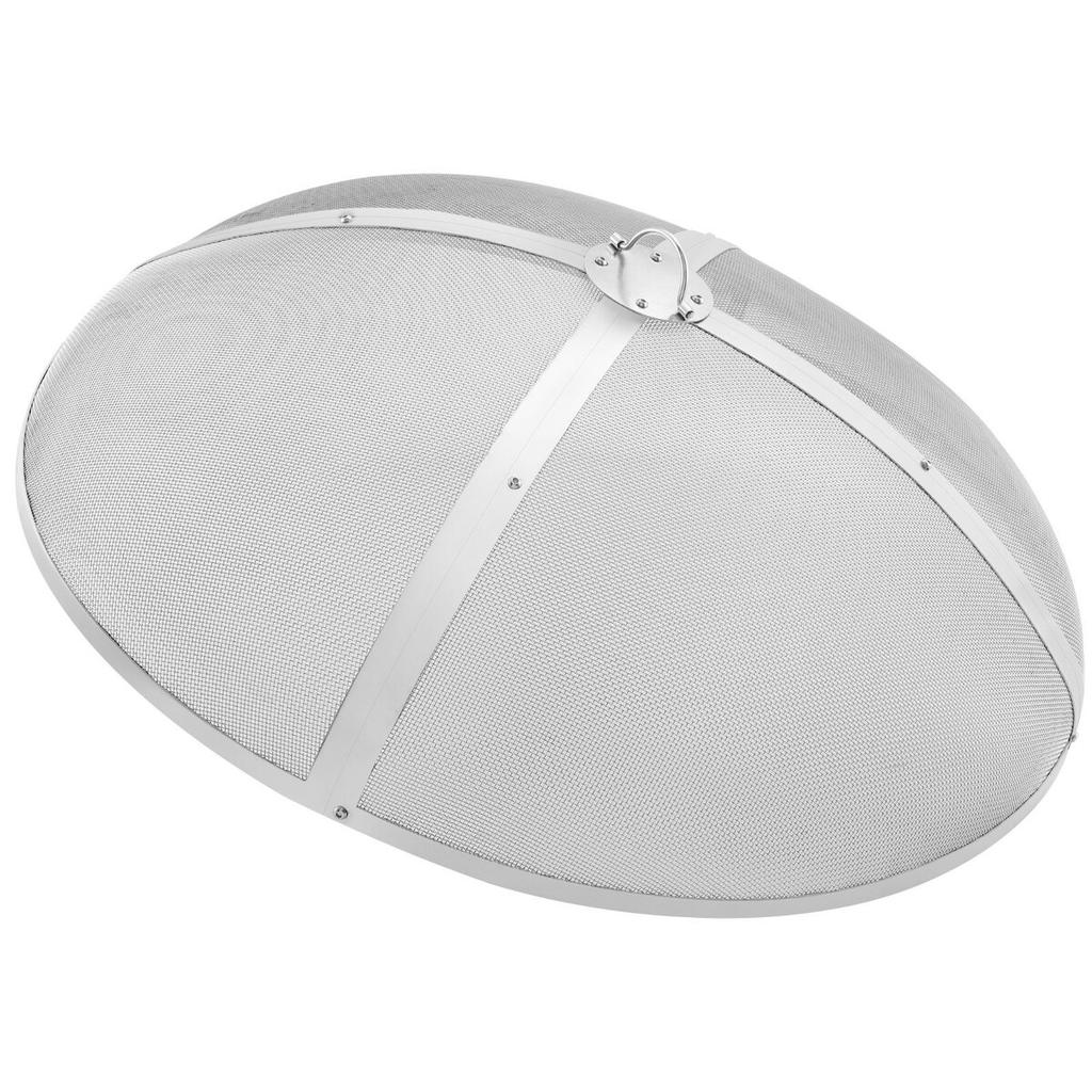 Fire Pit Spark Screen Round 40", Reinforced Heavy Duty Steel Metal Cover, Outdoor Firepit Lid, Easy-Opening Top Screen Covers Round with Ring Handle