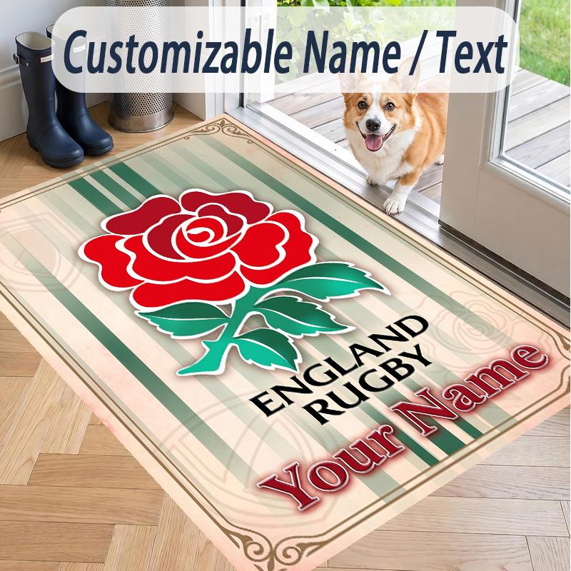 Custom Text Printed Rug England Rugby Non Slip Floor Carpet For Home Room Decor