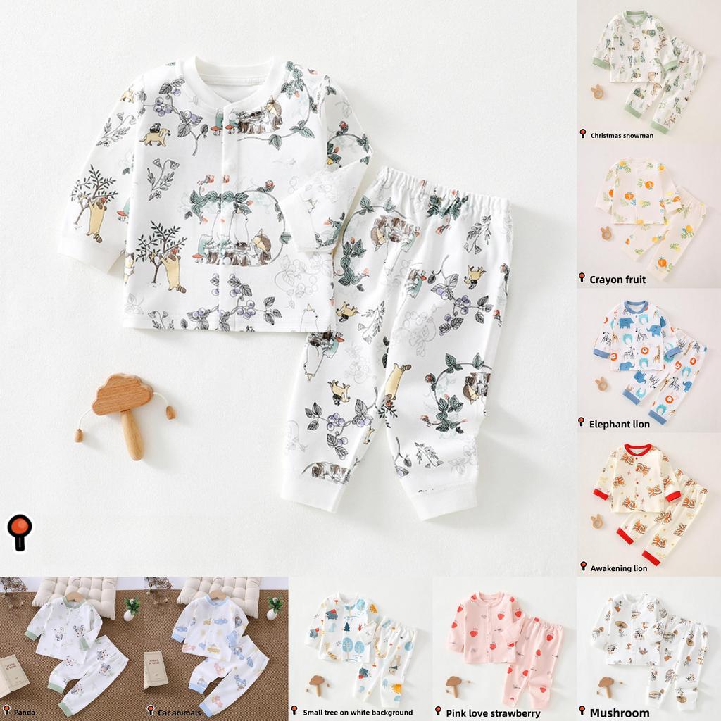 Childrens Cotton Pajama Set With Animal Prints For Newborns And Infants