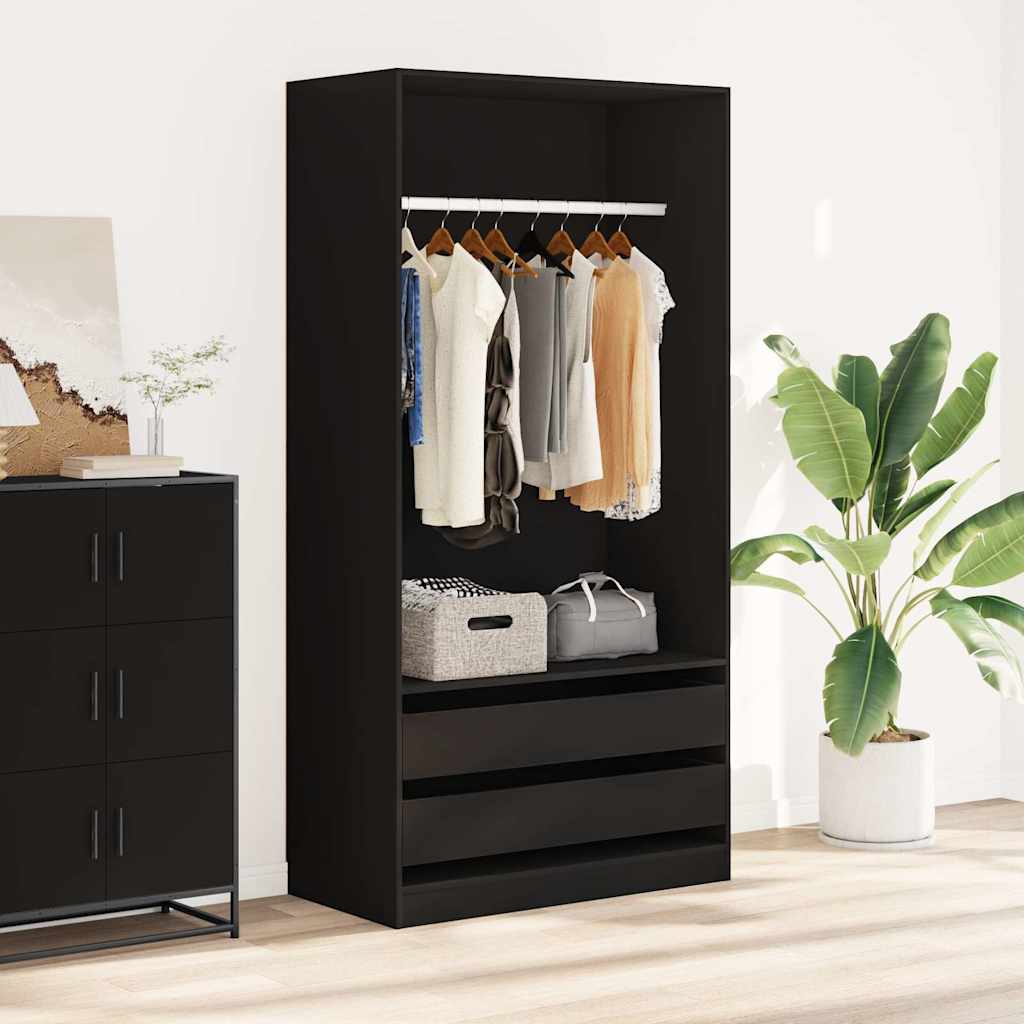 Wardrobe Black 100x50x200 Cm Particleboard