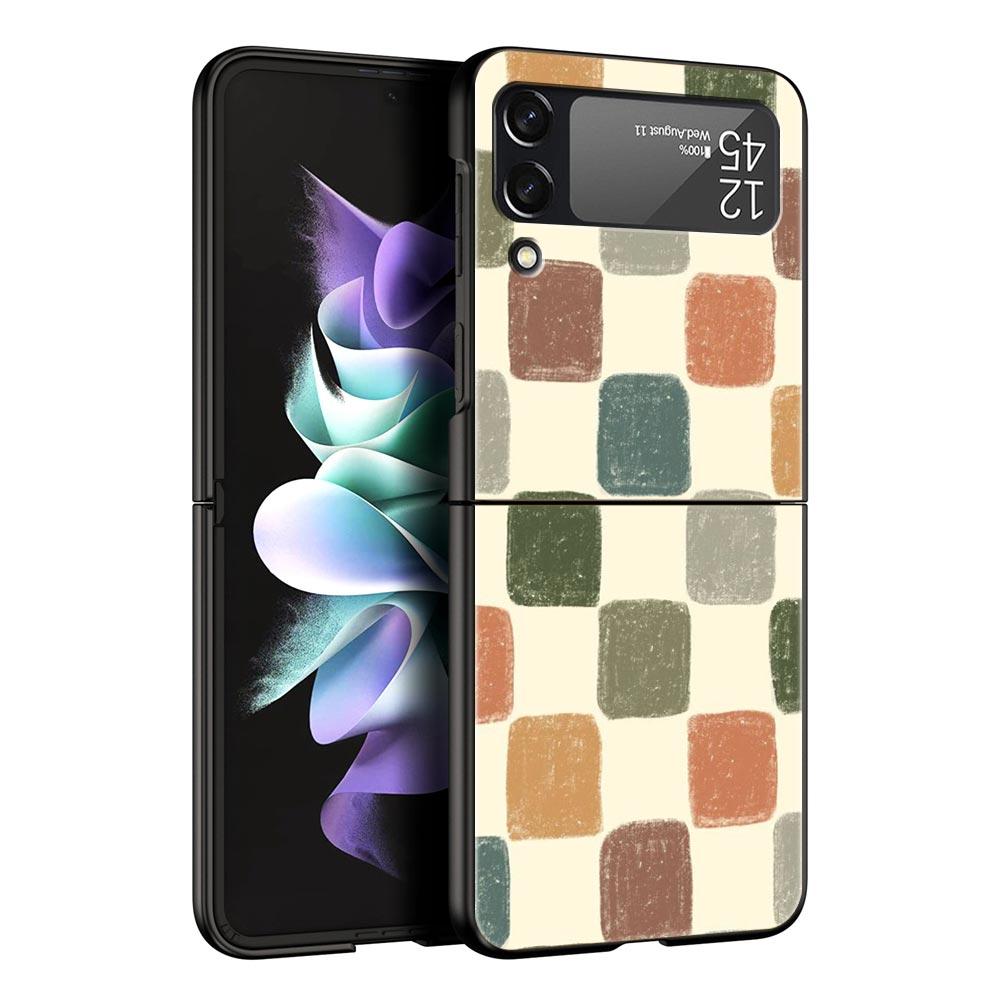 Schachbrett kariertes Schachbrett Hülle Für Samsung Galaxy Z Flip3 Flip4 Flip5 Hülle Schale Für Z Flip 3 4 5 6 7 Harte Faltabdeckung
