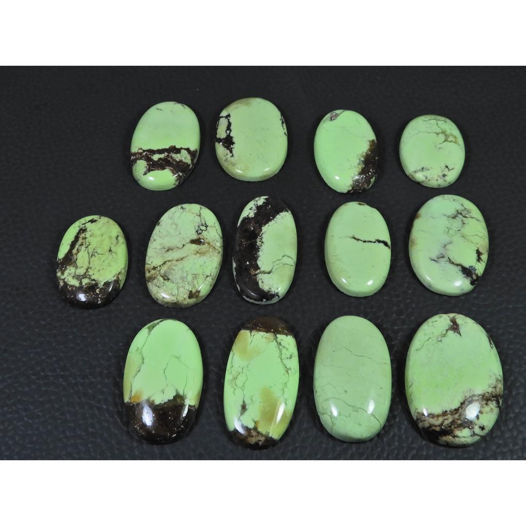 310Cts. Natural Lemon Chrysoprase Oval Cabochon Loose Gemstone 13 Pcs Lot C-2510