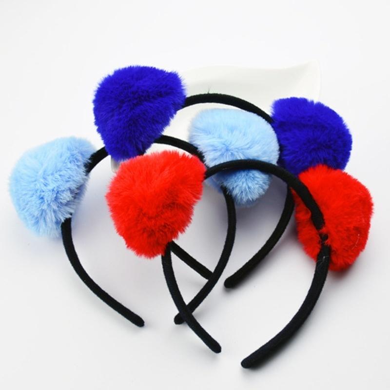 Plush Hair Hoops Cat Ears Headband for Women Girl Big Hair Ball Headband Tiara Party Hairband Hair Accessories Panda Ear