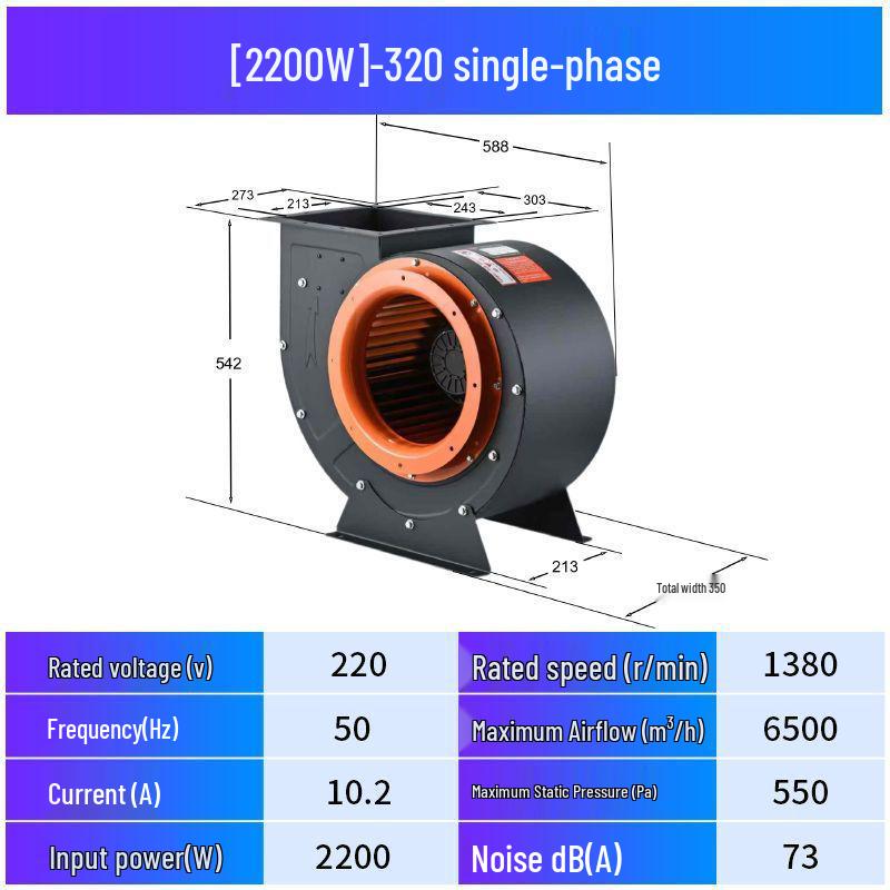 380V High-Power Industrial BBQ Cart Exhaust Fan Blower