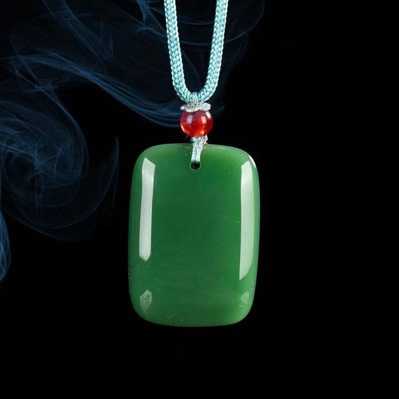 Collier Pendentif Boucle de Sécurité en Jade de Verre Paisible Cadeau pour Hommes et Femmes