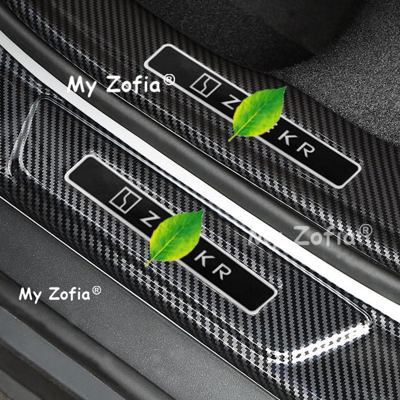 For Zeekr X 2026 2027 Carbon Fiber Door Sill Protector Plate Auto Door Step Scuff Cover Anti-Dirty Interior Trim Accessories