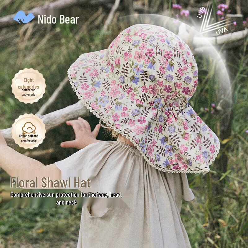 Nidoxiong Girls Summer Sun Protection Fisherman Hat S (46-50cm, 1-3 years)