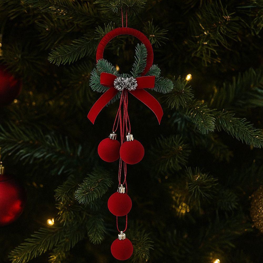 Delicate Christmas Bell Ornament Flocked Christmas Tree Decoration Velvet Christmas Ball  Festive