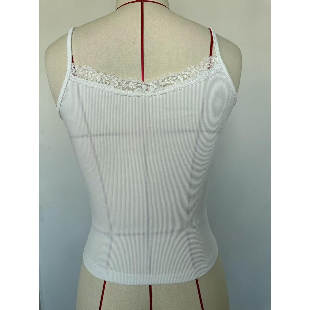Spring Summer Y2K Women's Solid Ribbed Cami Top, Sexy Slim Fit Crop Tank Top, Crossbody Europe USA Size