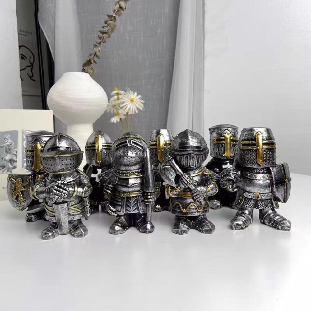 Gnome Knight Resin Crafts European Sculpture Ornament Medieval War Axe Guard Ornament