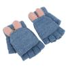 5V Heizfäustlinge USB-Stromversorgung mit klappbarer Fingerabdeckung Niedliche Strick Elektrisch beheizte Handschuhe für Winterfahrten Blau
