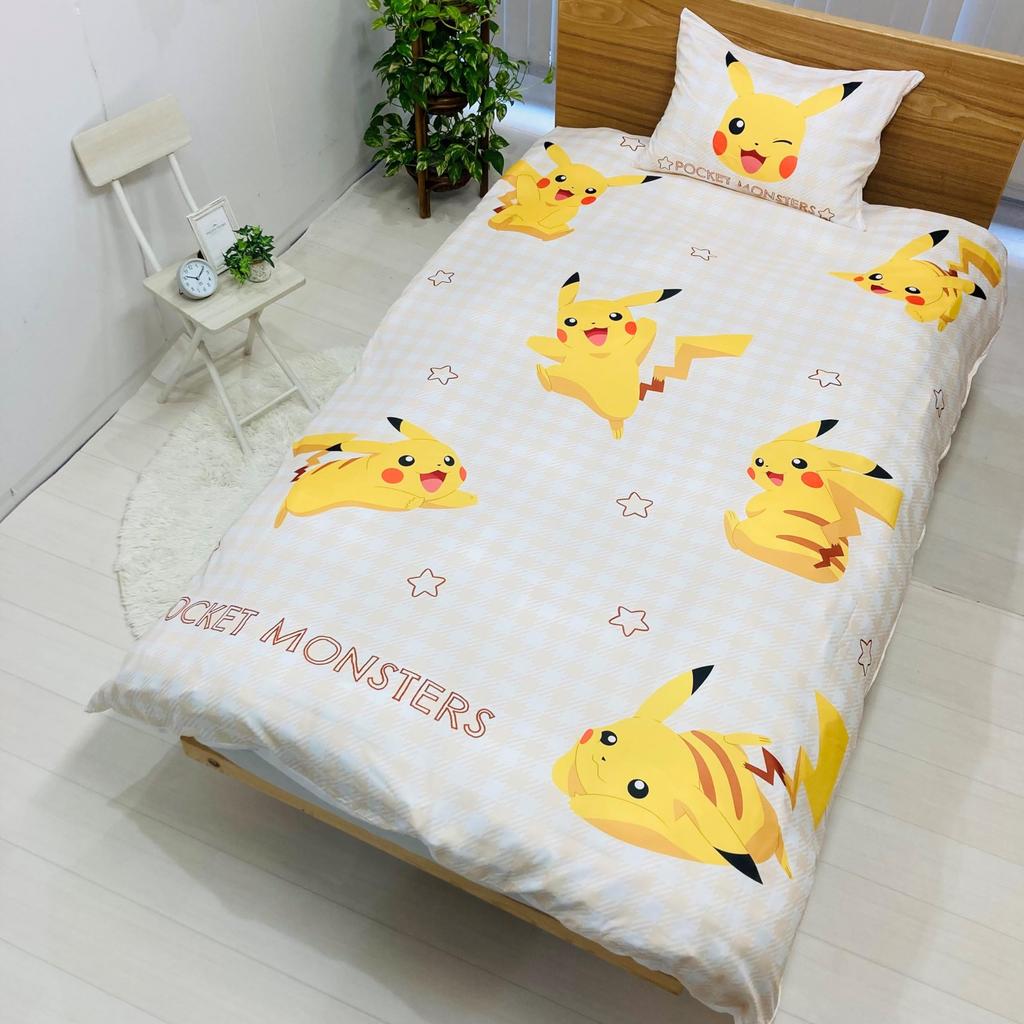 MORIPiLO Pokemon Duvet Cover Set Wink Duvet Cover and Soft Peach Skin Single Size 150x210cm Yellow Cute Bedding Set Set Pokemon Character Pillow