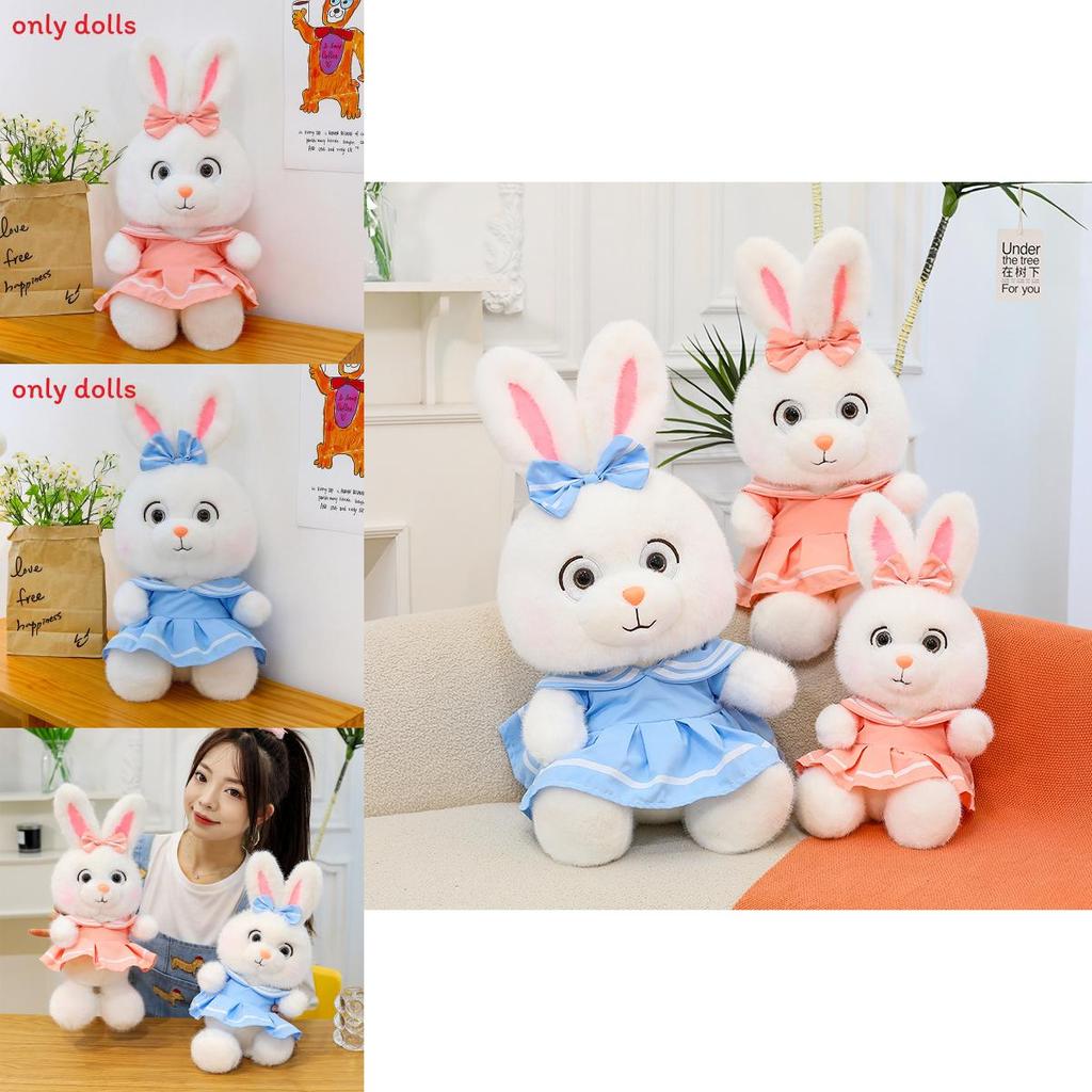 Cartoon Rabbit Plush Doll With Dress And Bow Decoration For Valentines Day Gift