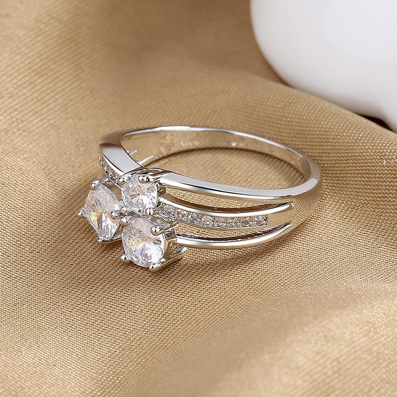 2026 Geometric Line Diamond Ring Premium Copper Inlaid Square Zircon Ring Women's Jewelry