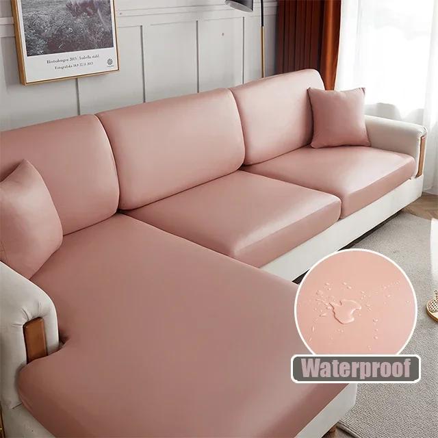 

Водонепроницаемый кожаный чехол для дивана из искусственной кожи для гостиной, эластичный чехол, защита мебели, 15 однотонных чехлов для дивана Back Cushion Cover розовый